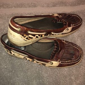 Leopard print Sperry top-sider loafers